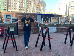 Artist Jack Keough during WORK SERIES I-IX Exhibition on Boston City Hall Plaza 2015